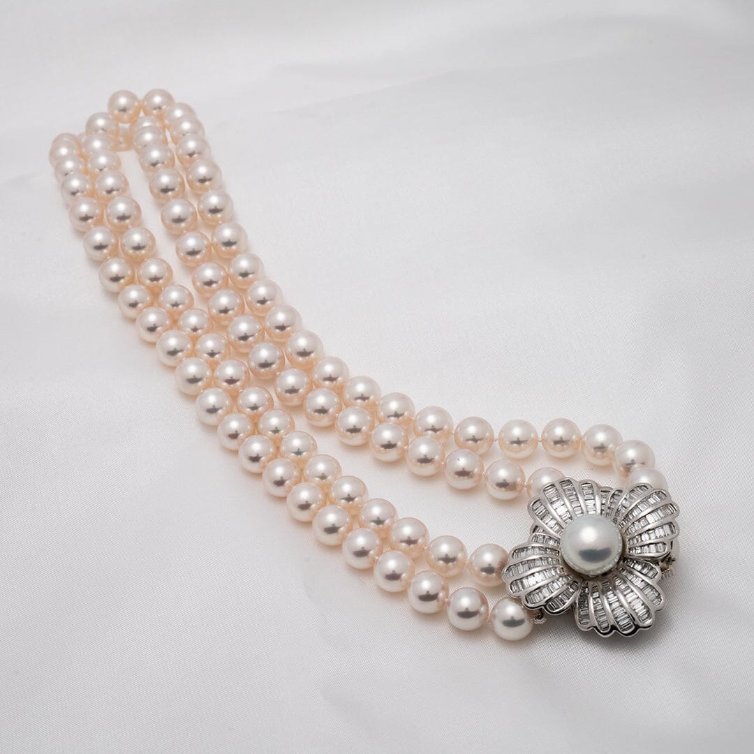 Assael Collection: 9.0–9.5 mm White Akoya Double Strand Necklace