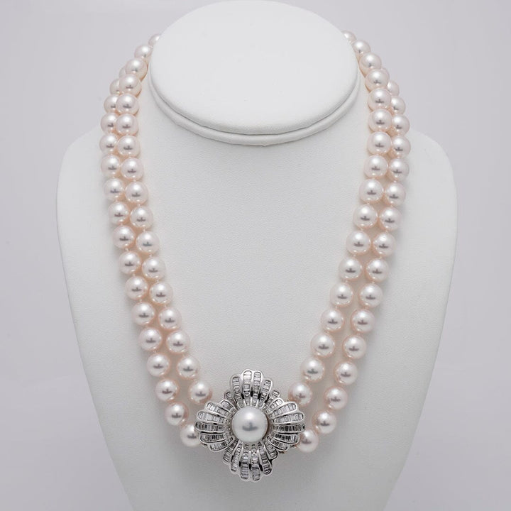 Assael Collection: 9.0–9.5 mm White Akoya Double Strand Necklace