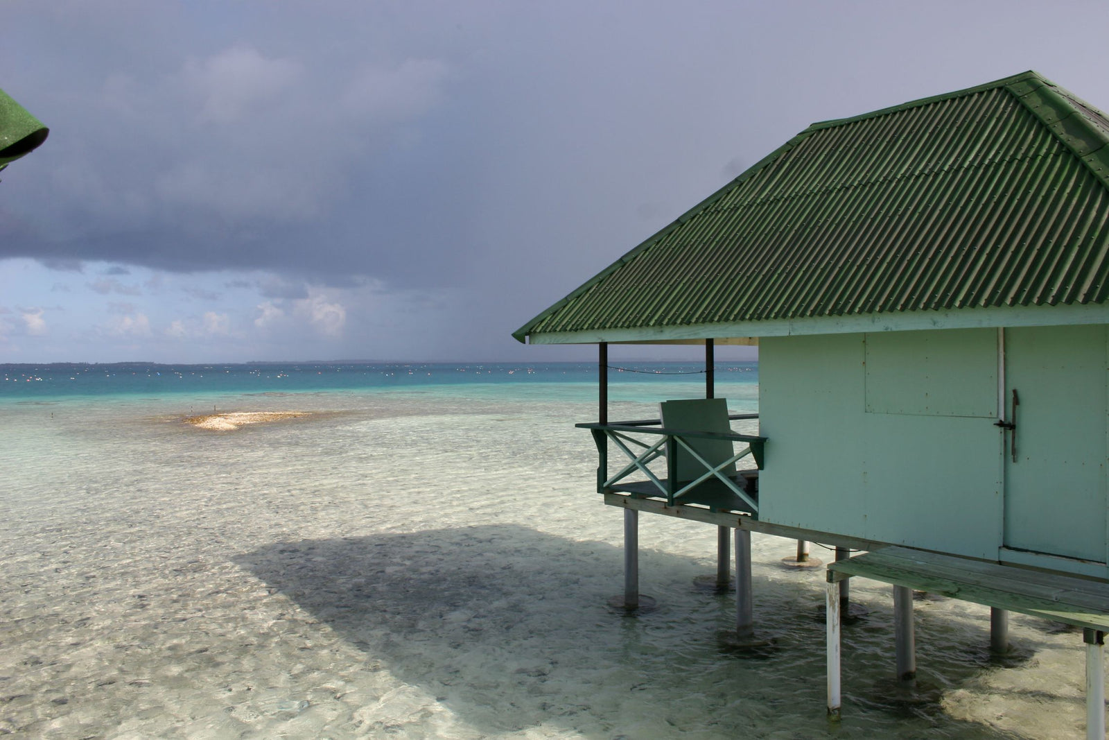 Overlooking a Tahitian pearl farm on the atoll of takaroa in French Polynesia
