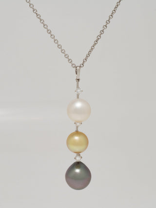 Assael Collection: 11.7-15.5 mm Tahitian, Golden, and White South Sea Pearl and Diamond Pendant