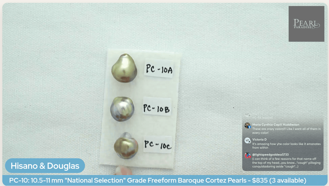 PC-10: 10.5-11 mm "National Selection" Grade Freeform Baroque Cortez Pearls