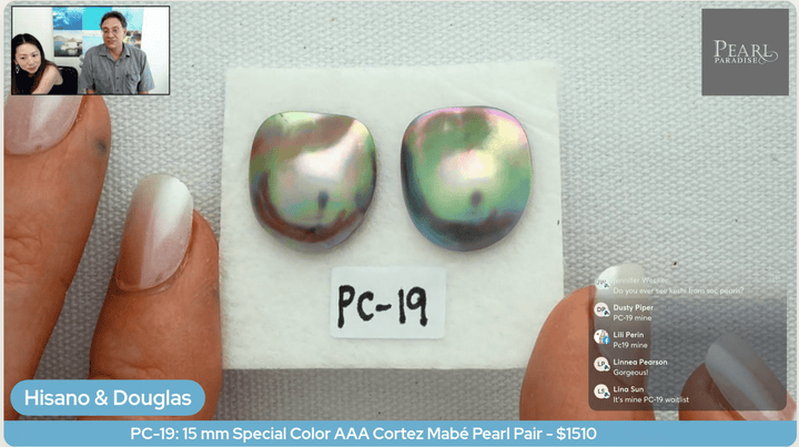PC-19: 15 mm Special Color AAA Cortez Mabé Pearl Pair