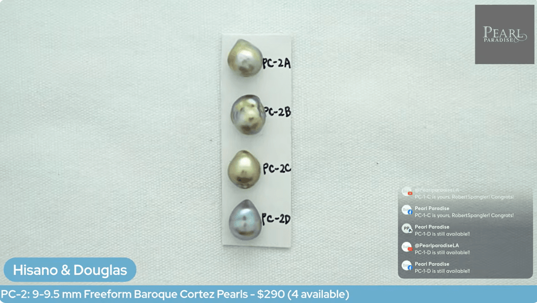 PC-2: 9-9.5 mm Freeform Baroque Cortez Pearls