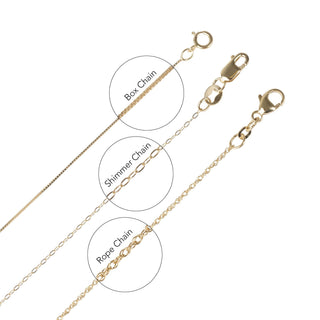 Grace Collection 10.0-11.0 mm Tahitian Pearl and Diamond Pendant with three gold chain options: box chain, shimmer chain, and rope chain, each with a lobster clasp.