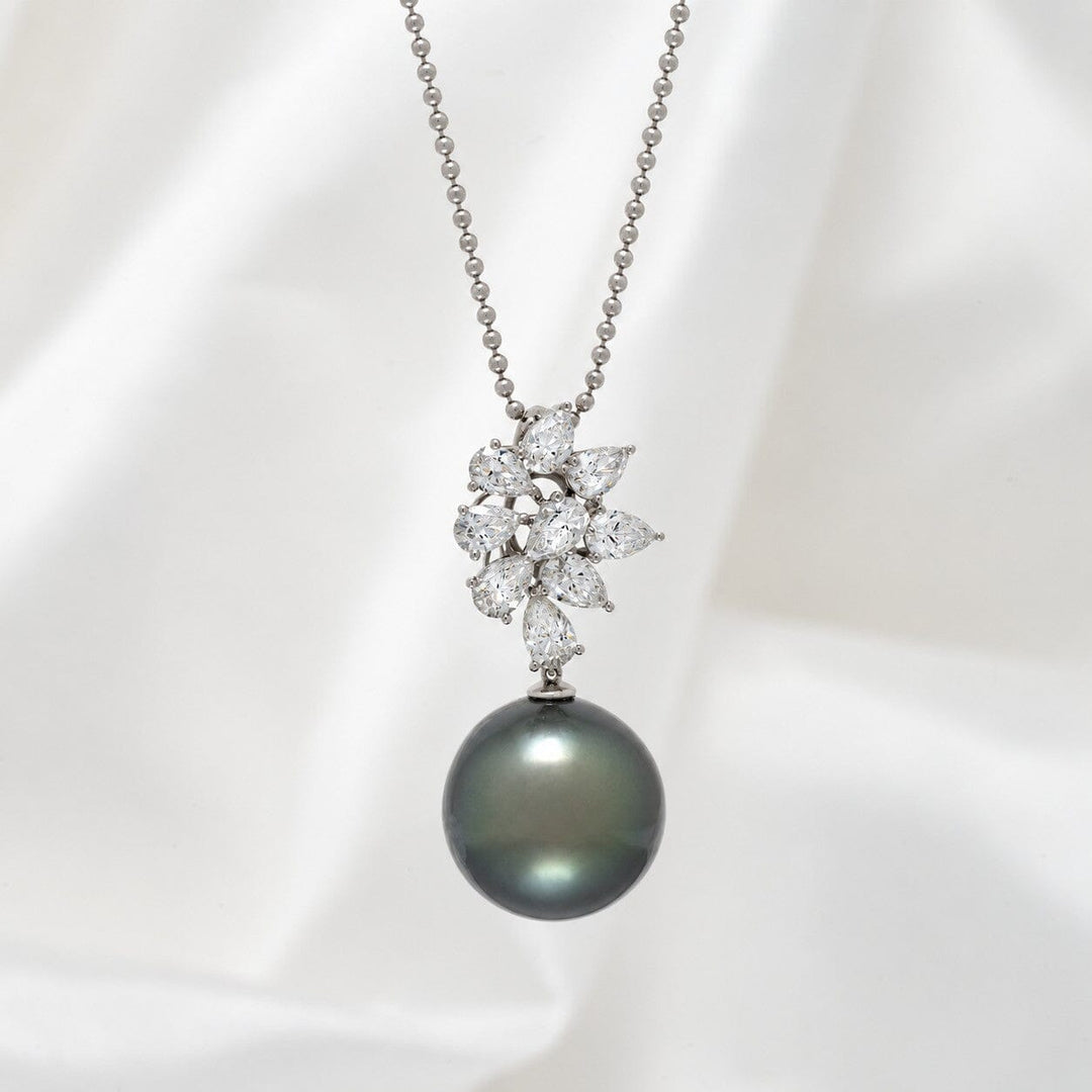 13.0-14.0 mm Tahitian Pearl and Diamond Pendant