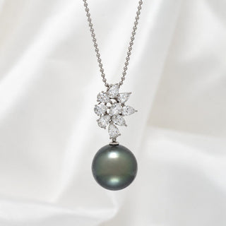13.0-14.0 mm Tahitian Pearl and Diamond Pendant
