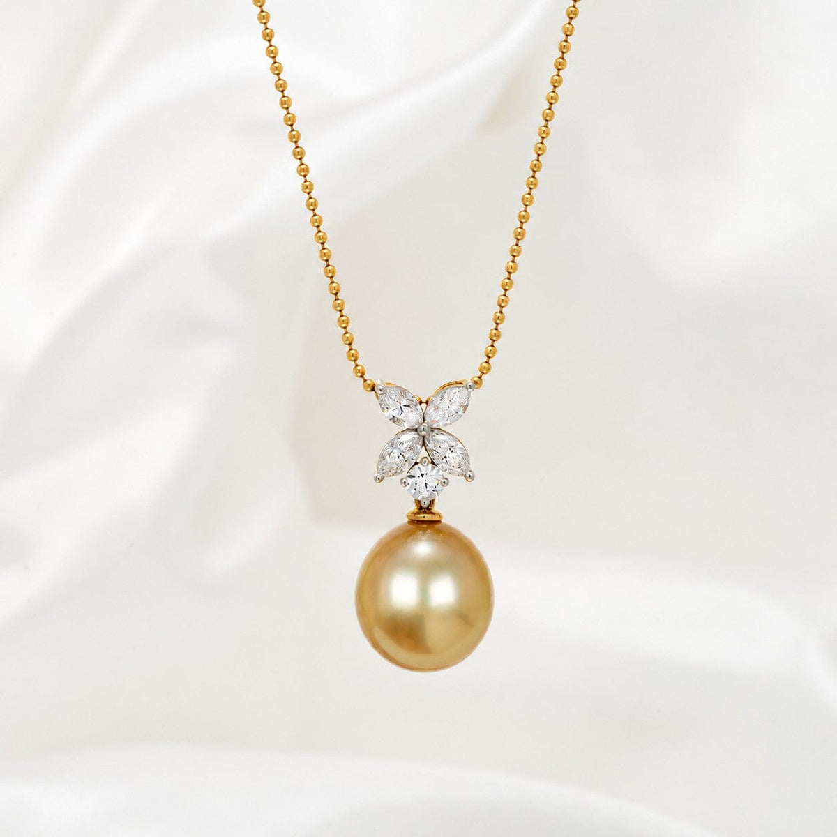 12.0-13.0 mm Golden South Sea Pearl and Diamond Pendant