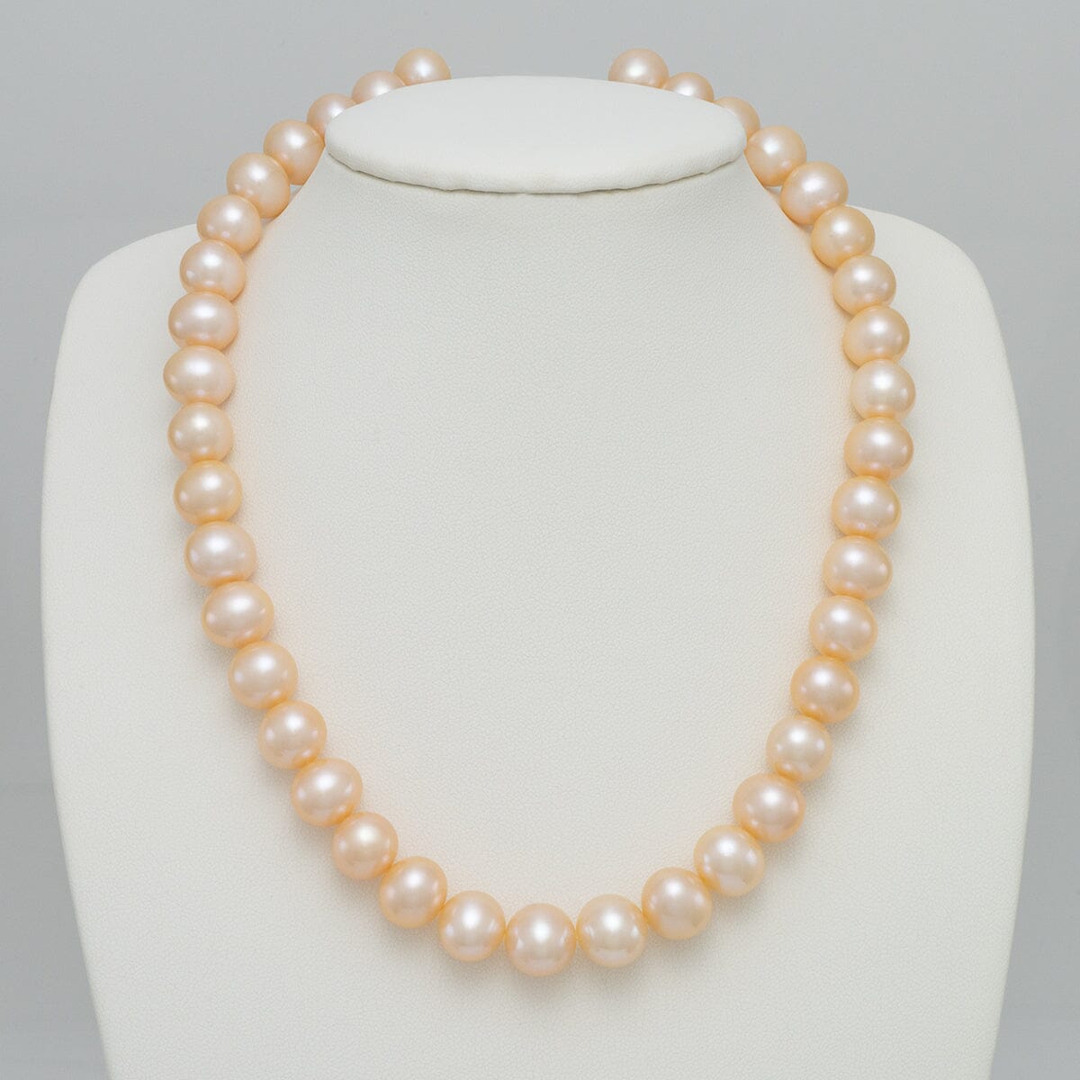 10.5-11.5 mm AA+ Pink to Peach Freshwater Pearl Necklace on bust