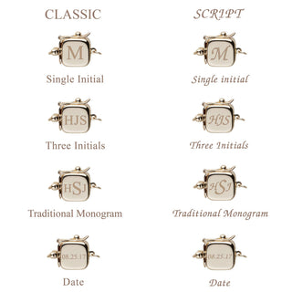 Personalized 8.5-9.0 mm Multicolor Freshadama Freshwater Pearl Square Clasp Bracelet with customizable square clasp showing classic and script font options for initials and date engraving.