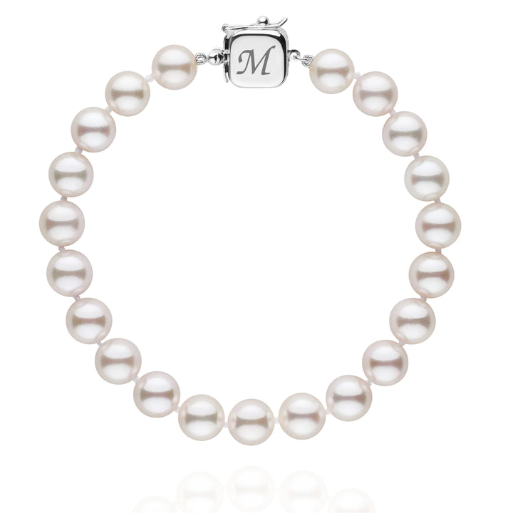 Personalized 7.5-8.0 mm AAA Akoya Pearl Square Clasp Bracelet