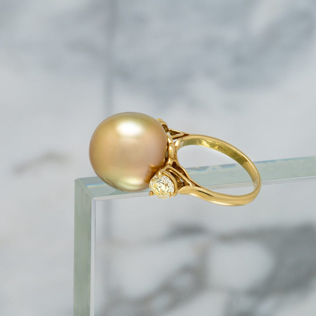 Assael Collection: 15.4 x 15.2 mm Golden South Sea Pearl and Diamond Ring