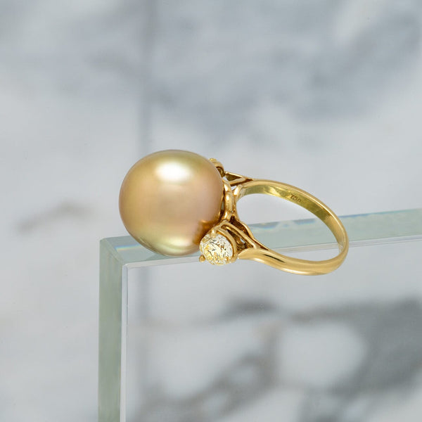 Assael Collection: 15.4 x 15.2 mm Golden South Sea Pearl and Diamond Ring