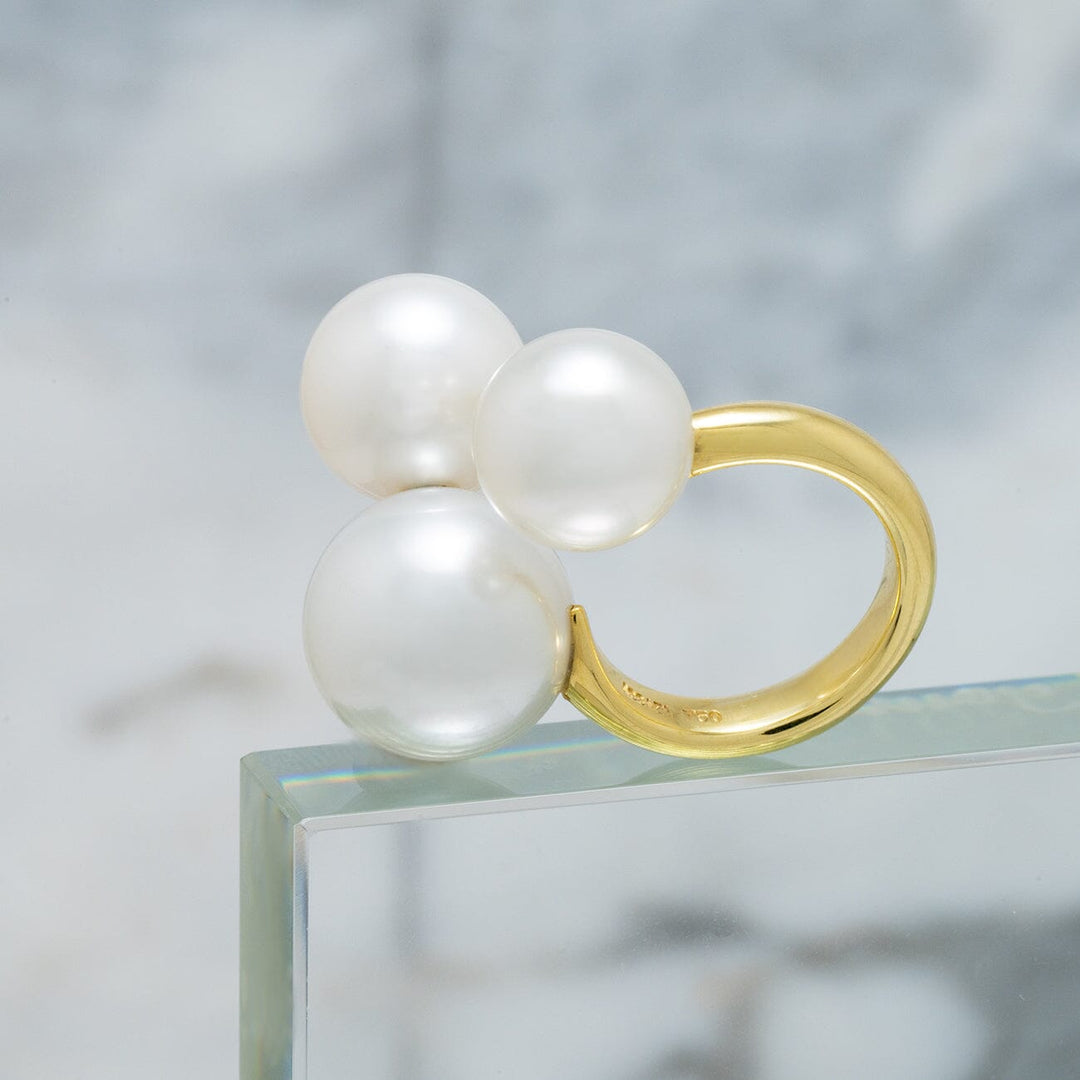 Assael Collection: 12.1-15.4 mm South Sea Pearl Three Bubble Ring, 18K Yellow Gold