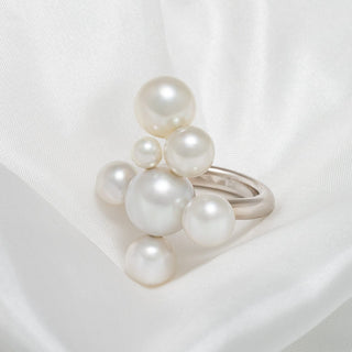 Assael Collection: 8.0-11.6 mm South Sea and Akoya Pearl Multi Bubble Ring, 18K White Gold