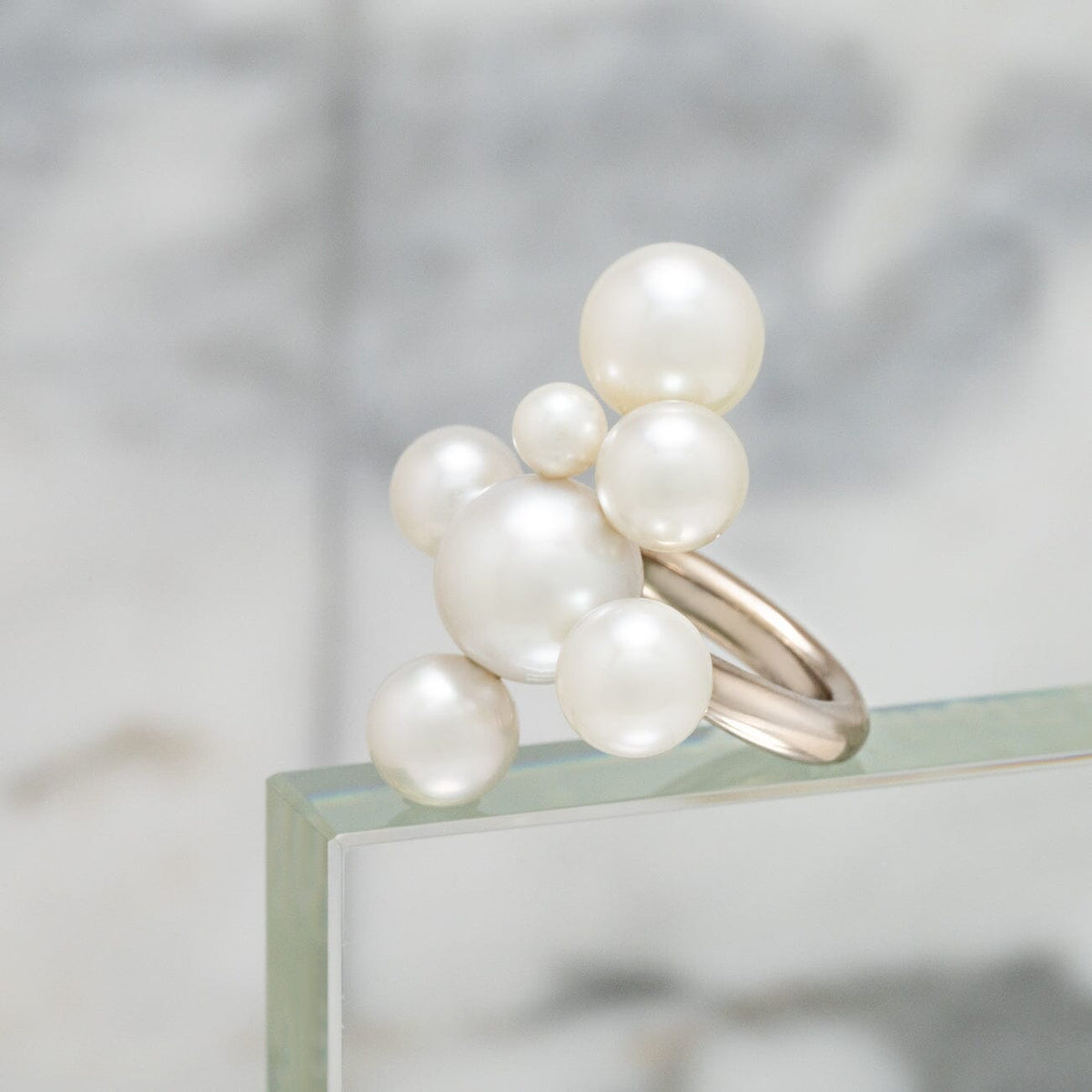 Assael Collection: 8.0-11.6 mm South Sea and Akoya Pearl Multi Bubble Ring, 18K White Gold