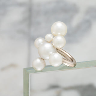 Assael Collection: 8.0-11.6 mm South Sea and Akoya Pearl Multi Bubble Ring, 18K White Gold