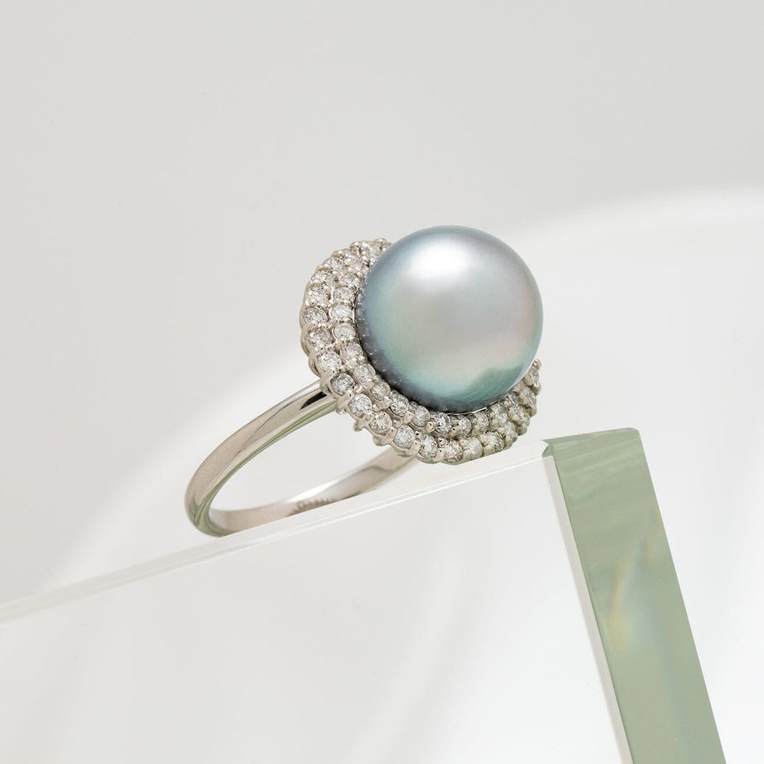 11.0-12.0 mm Tahitian Pearl and Diamond Ring