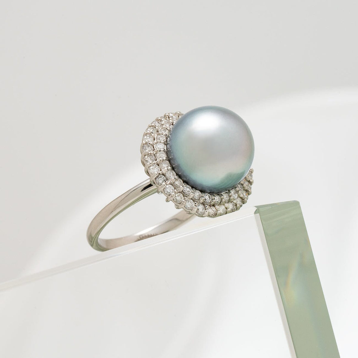 11.0-12.0 mm Tahitian Pearl and Diamond Ring