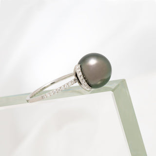 12.0-13.0 mm Tahitian Pearl and Diamond Ring