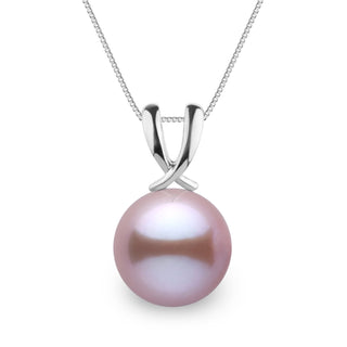Ribbon Collection Lavender 10.0-11.0 mm Freshadama Freshwater Pearl Pendant in 14K White Gold on a Box Chain