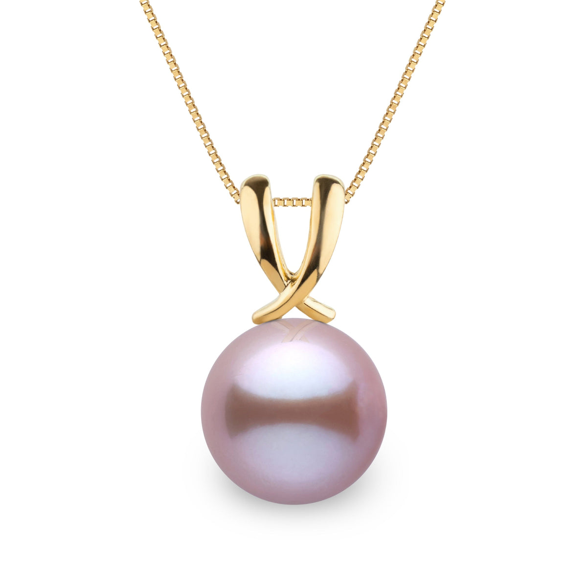 Ribbon Collection Lavender 9.0-10.0 mm Freshadama Freshwater Pearl Pendant in 14K White Gold on a Box Chain