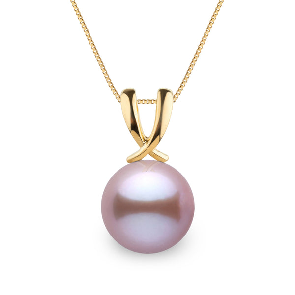 Ribbon Collection Lavender 9.0-10.0 mm Freshadama Freshwater Pearl Pendant in 14K White Gold on a Box Chain