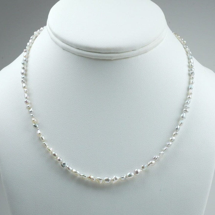 SA-25: 3-5 mm Akoya Pearl Keshi Necklaces. 16.75-17", 18K