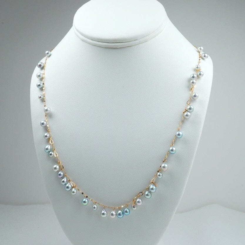 SA-34: 4.0-5.5 mm Natural-color Akoya Pearl Chain Necklace, 25.5" Adj, 18K