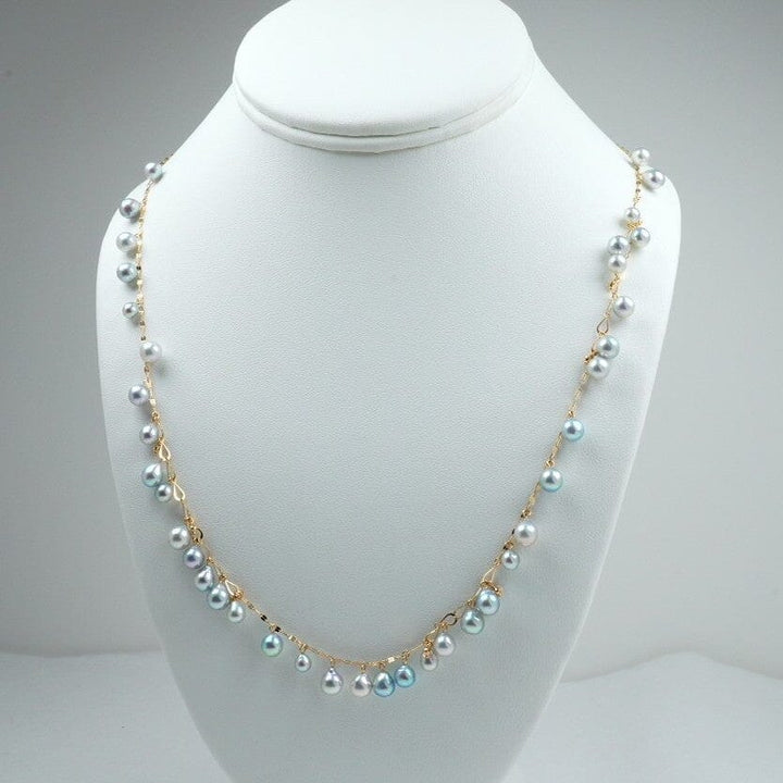 SA-34: 4.0-5.5 mm Natural-color Akoya Pearl Chain Necklace, 25.5" Adj, 18K