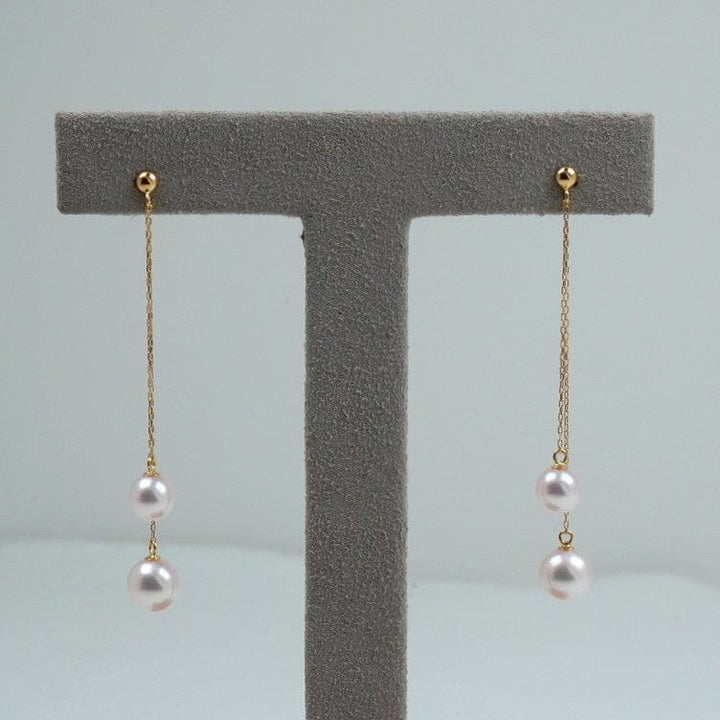 SA-4: 6.5-7.0 mm Akoya Pearl Dangle Earrings, 18K