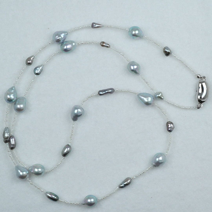 SA-24: 7.5-8.0 Natural Color Baroque and Keshi Akoya & Tahitian, 24.5", SS