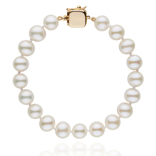 Personalized 8.5-9.0 mm AAA White Freshwater Pearl Square Clasp Bracelet