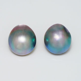 SC-18: 12-13 mm Drop Special Color Cortez Mabé Pearl Pair loose pearl, view 2