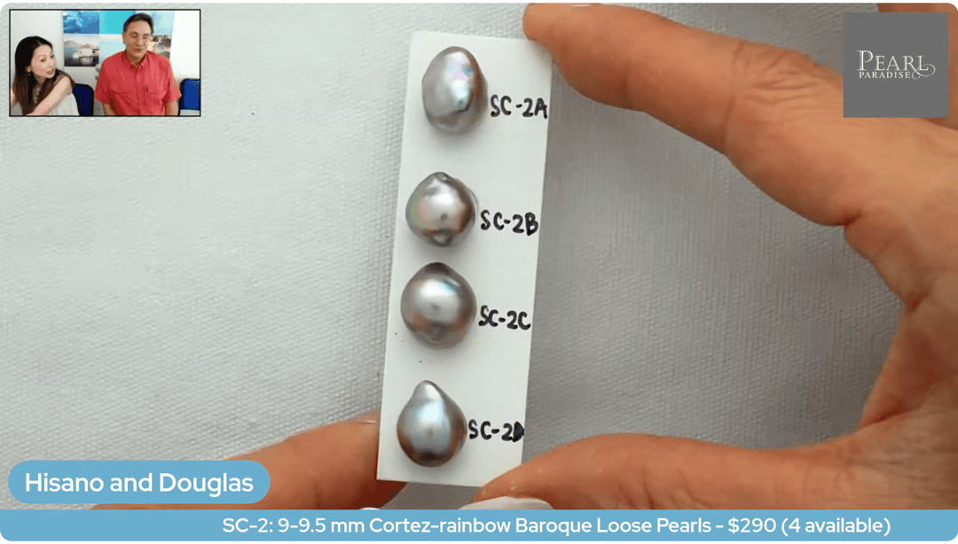 SC-2: 9-9.5 mm Cortez-rainbow Baroque Loose Pearls