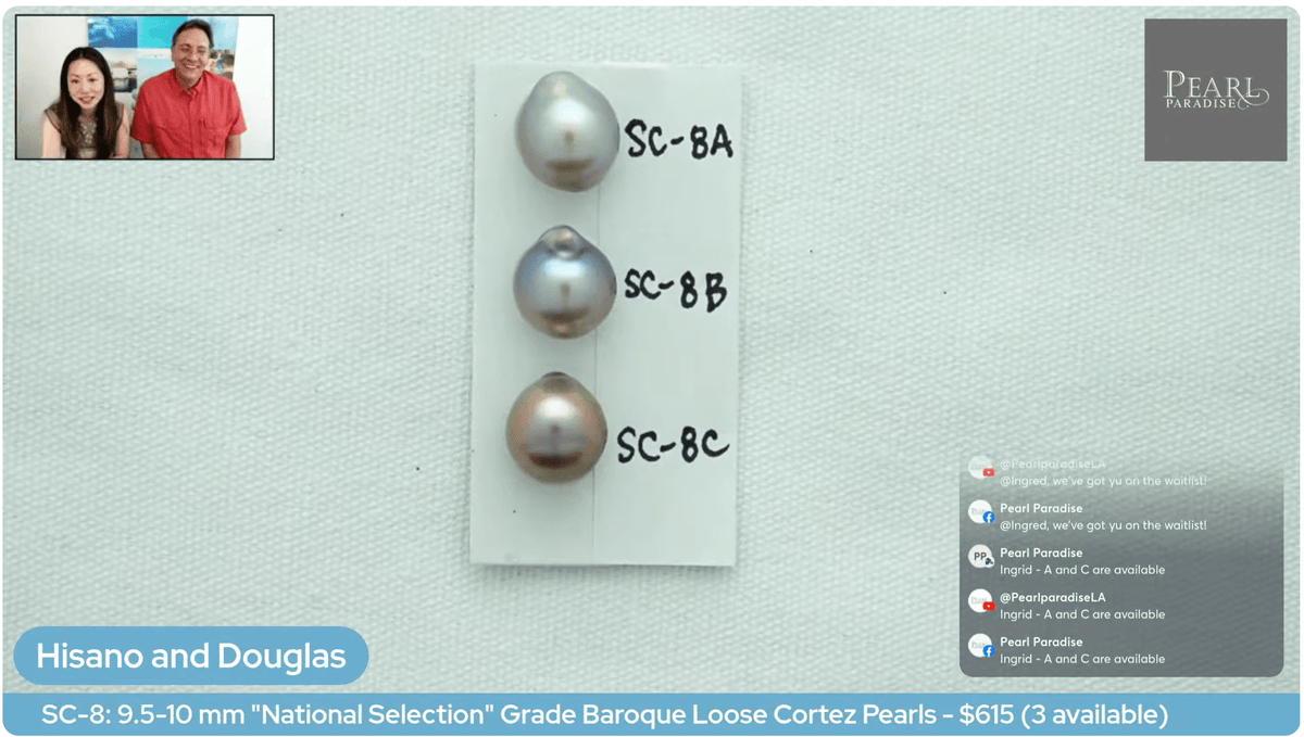 SC-8: 9.5-10 mm "National Selection" Grade Baroque Loose Cortez Pearls