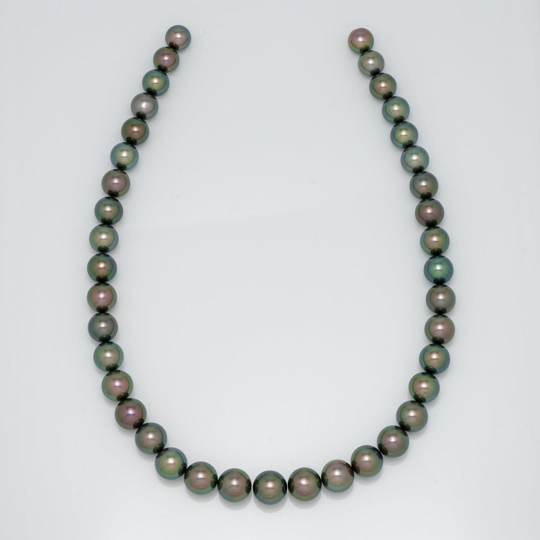 9.0-11.0 mm Gem Quality Peacock Round Tahitian Necklace
