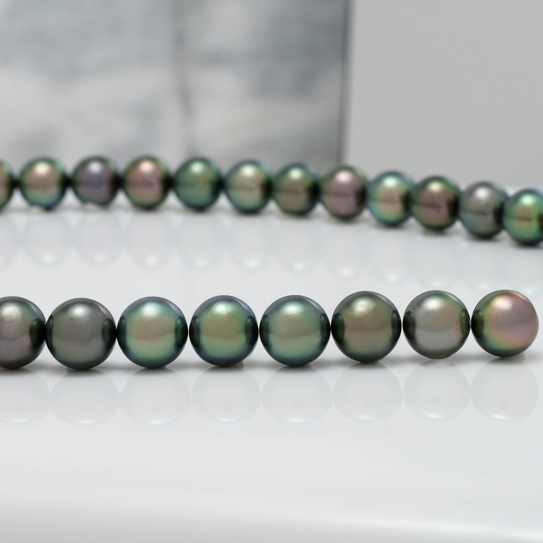 9.0-11.0 mm Gem Quality Peacock Round Tahitian Necklace