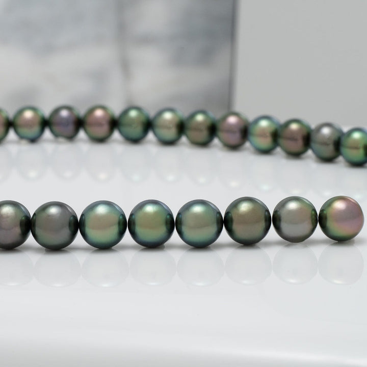 9.0-11.0 mm Gem Quality Peacock Round Tahitian Necklace