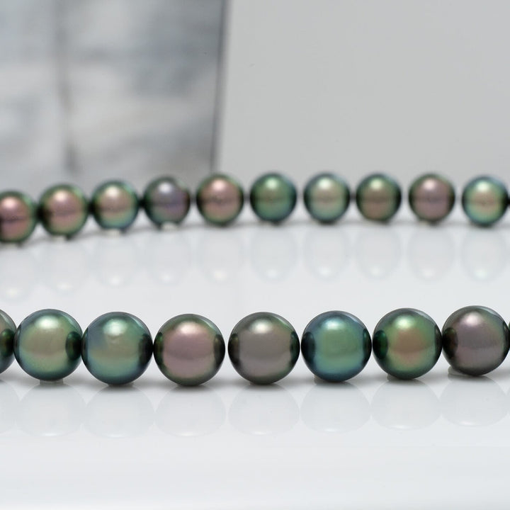 9.0-11.0 mm Gem Quality Peacock Round Tahitian Necklace