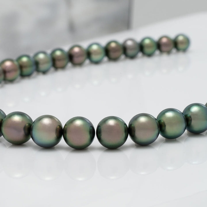 9.0-11.0 mm Gem Quality Peacock Round Tahitian Necklace