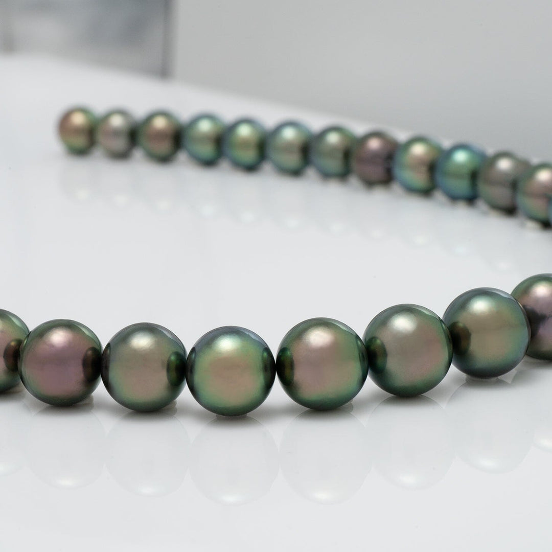 9.0-11.0 mm Gem Quality Peacock Round Tahitian Necklace