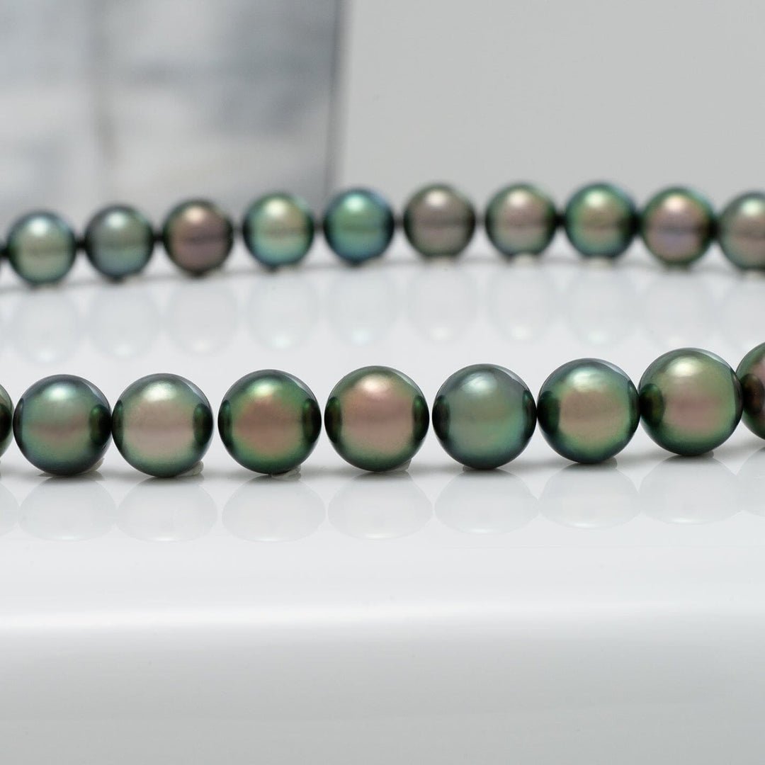 9.0-11.0 mm Gem Quality Peacock Round Tahitian Necklace