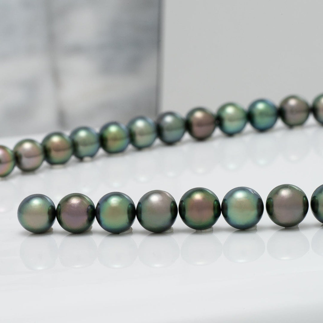 9.0-11.0 mm Gem Quality Peacock Round Tahitian Necklace