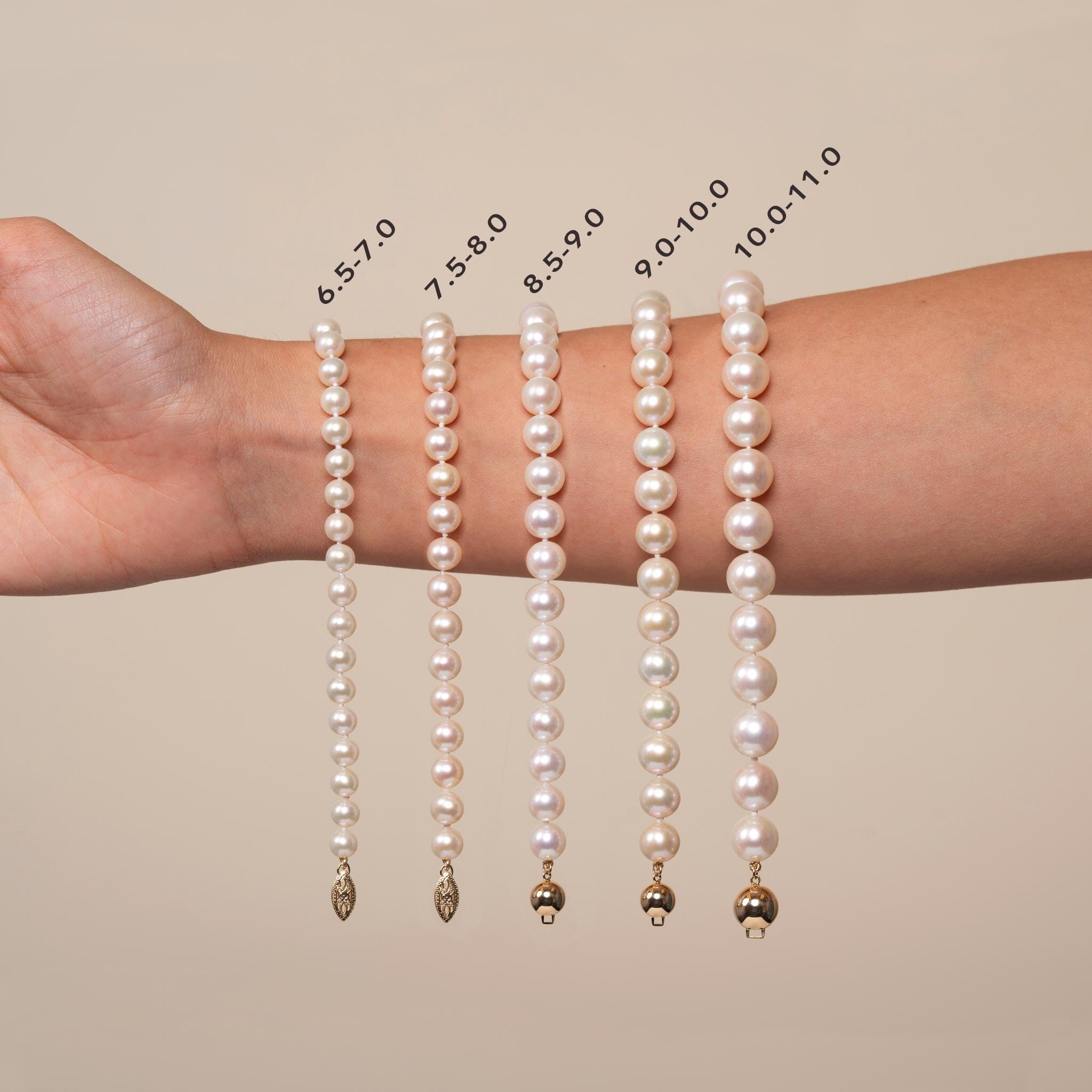 18 Inch 3 Piece Set of 7.5-8.0 mm AA+ White Freshwater Pearls