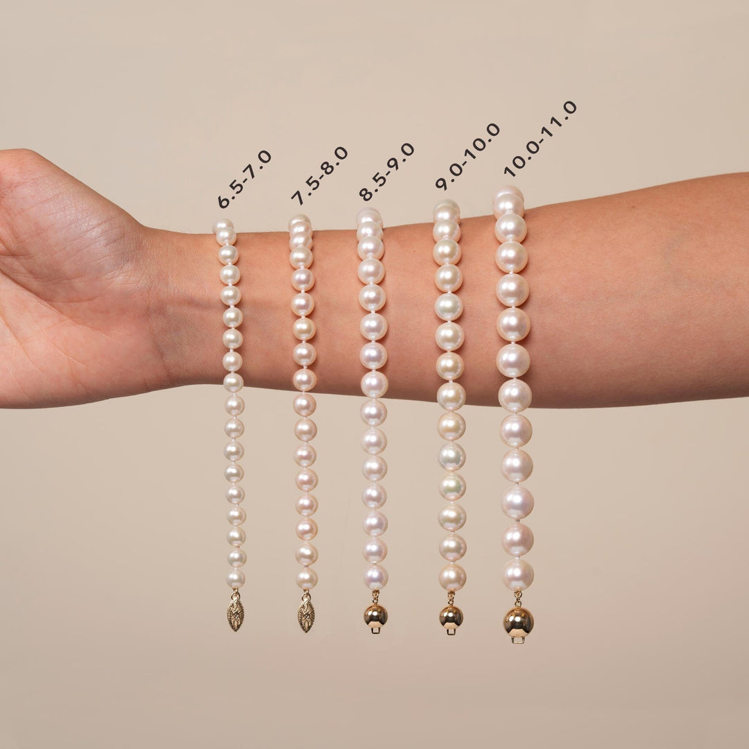 16 Inch 3 Piece Set of 7.5-8.0 mm AA+ White Freshwater Pearls