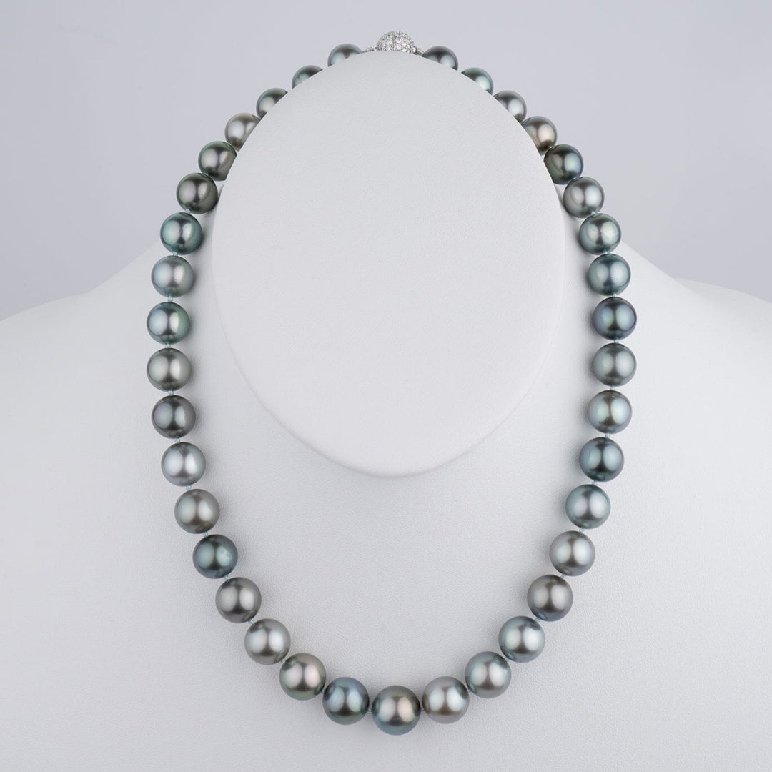 10.7-13.0 mm Round Tahitian Pearl Necklace on bust