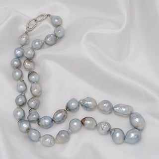 11.0–14.0 mm natural-color Fijian baroque pearl necklace on silk