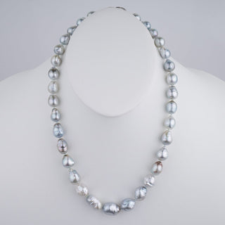 11.0–14.0 mm natural-color Fijian baroque pearl necklace on bust