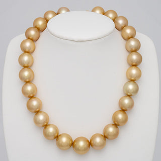 15.0-17.7 mm Round Golden South Sea Pearl Necklace on bust