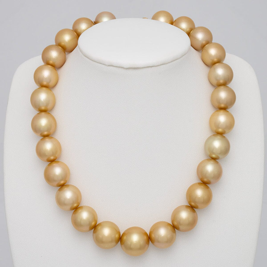 15.0-17.7 mm Round Golden South Sea Pearl Necklace on bust